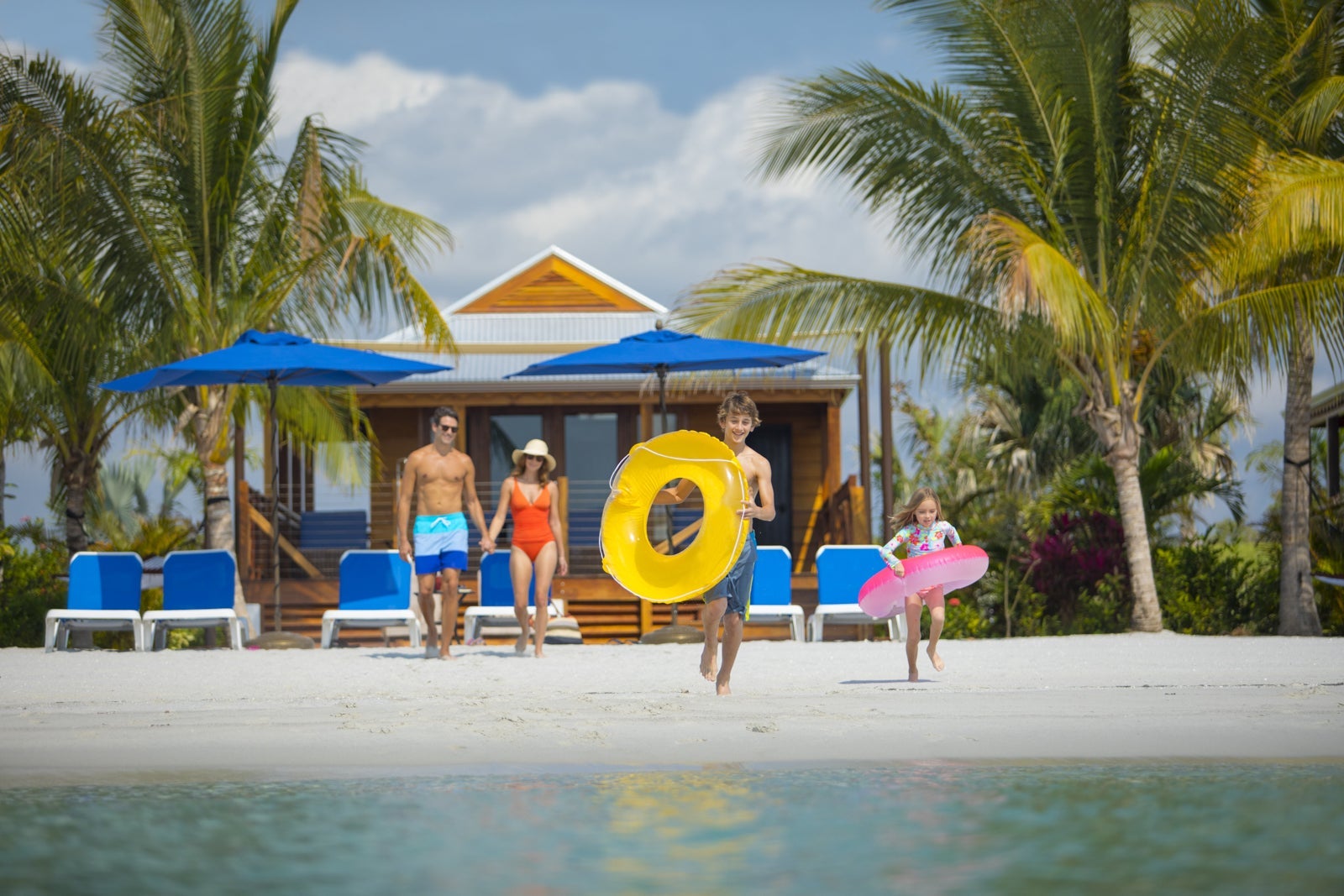 Cruisers on a beach with floats