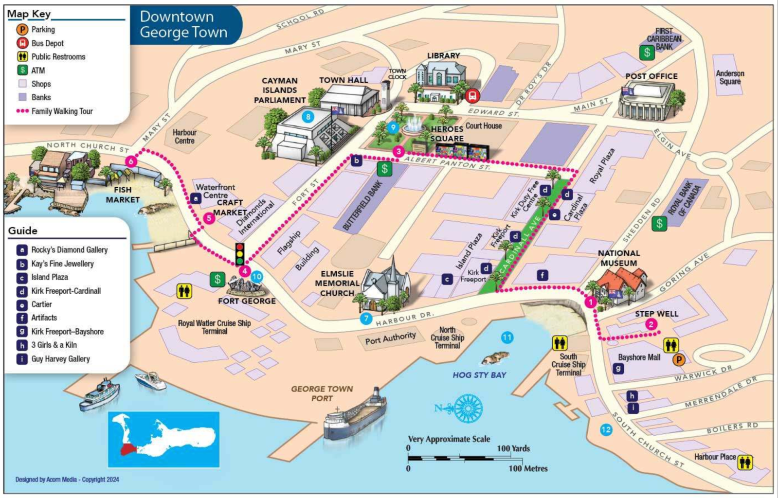 map of Grand Cayman cruise port
