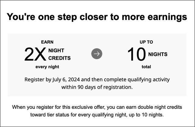 promo registration page showing double elite qualifying nights from World of Hyatt