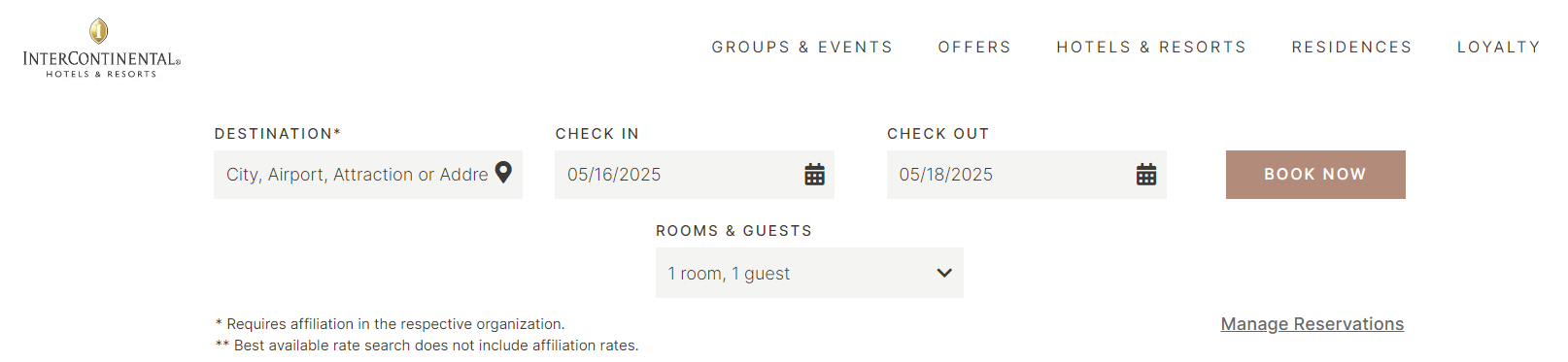 InterContinental Ambassador weekend night