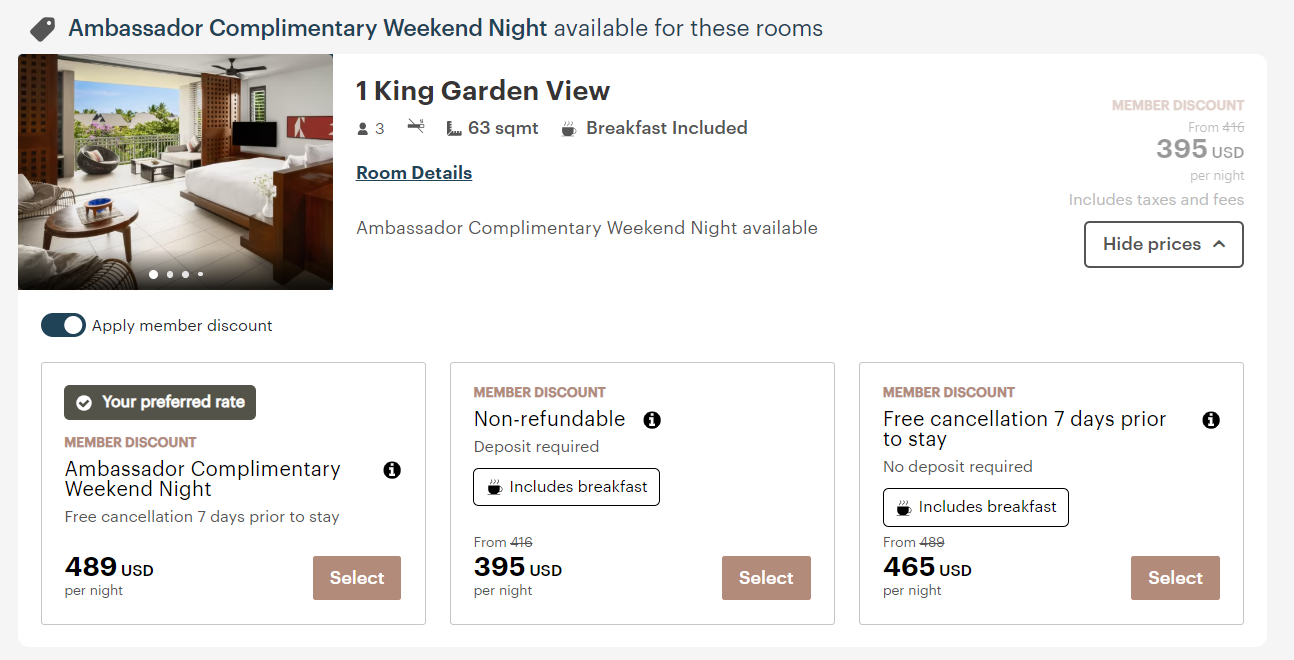 InterContinental Ambassador weekend night