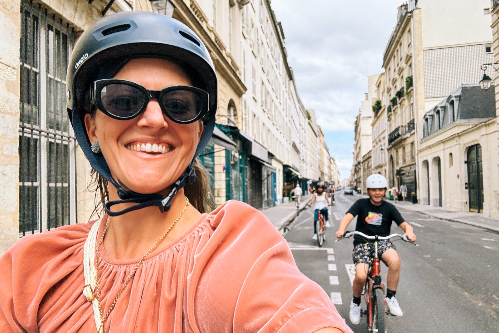Tarah Chieffi and son riding on a bike