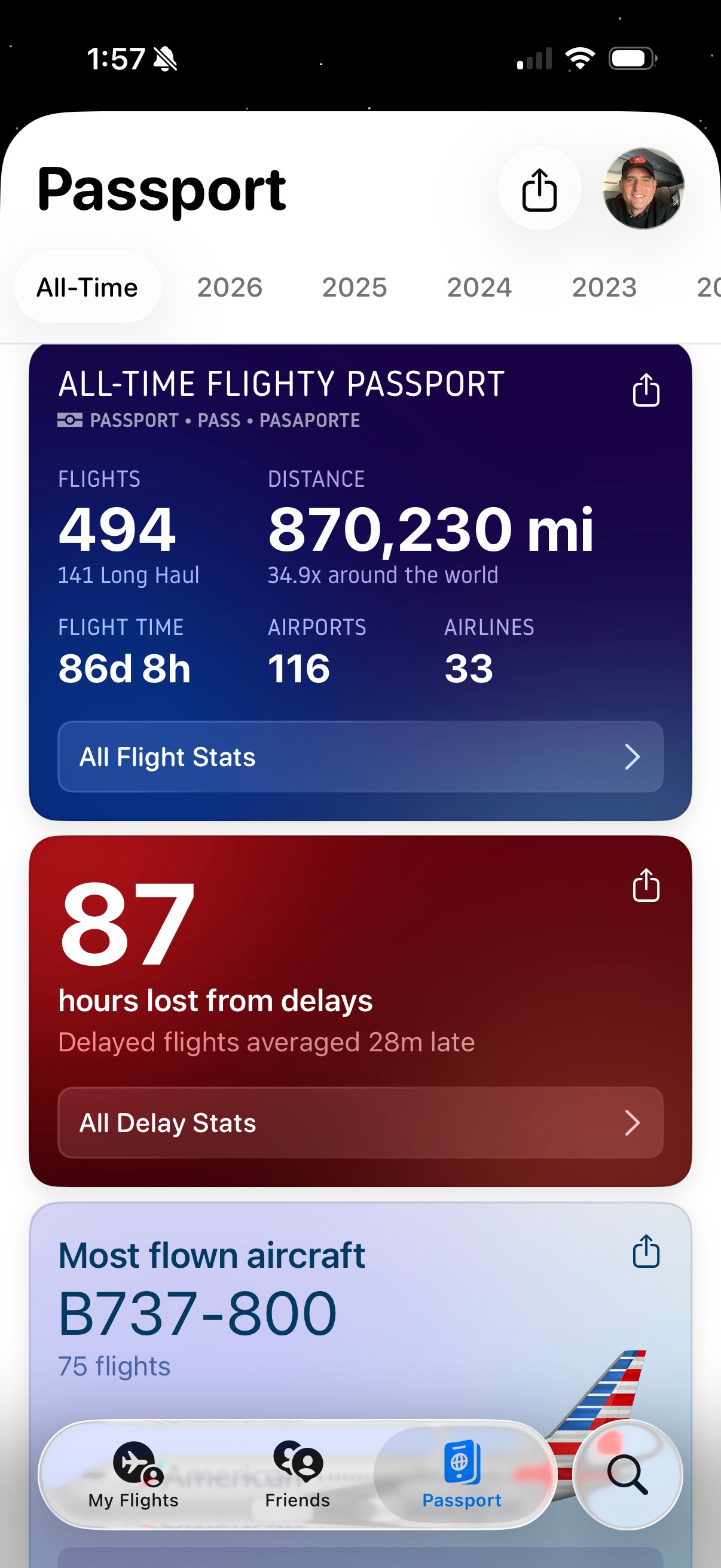 A lifetime flight log.