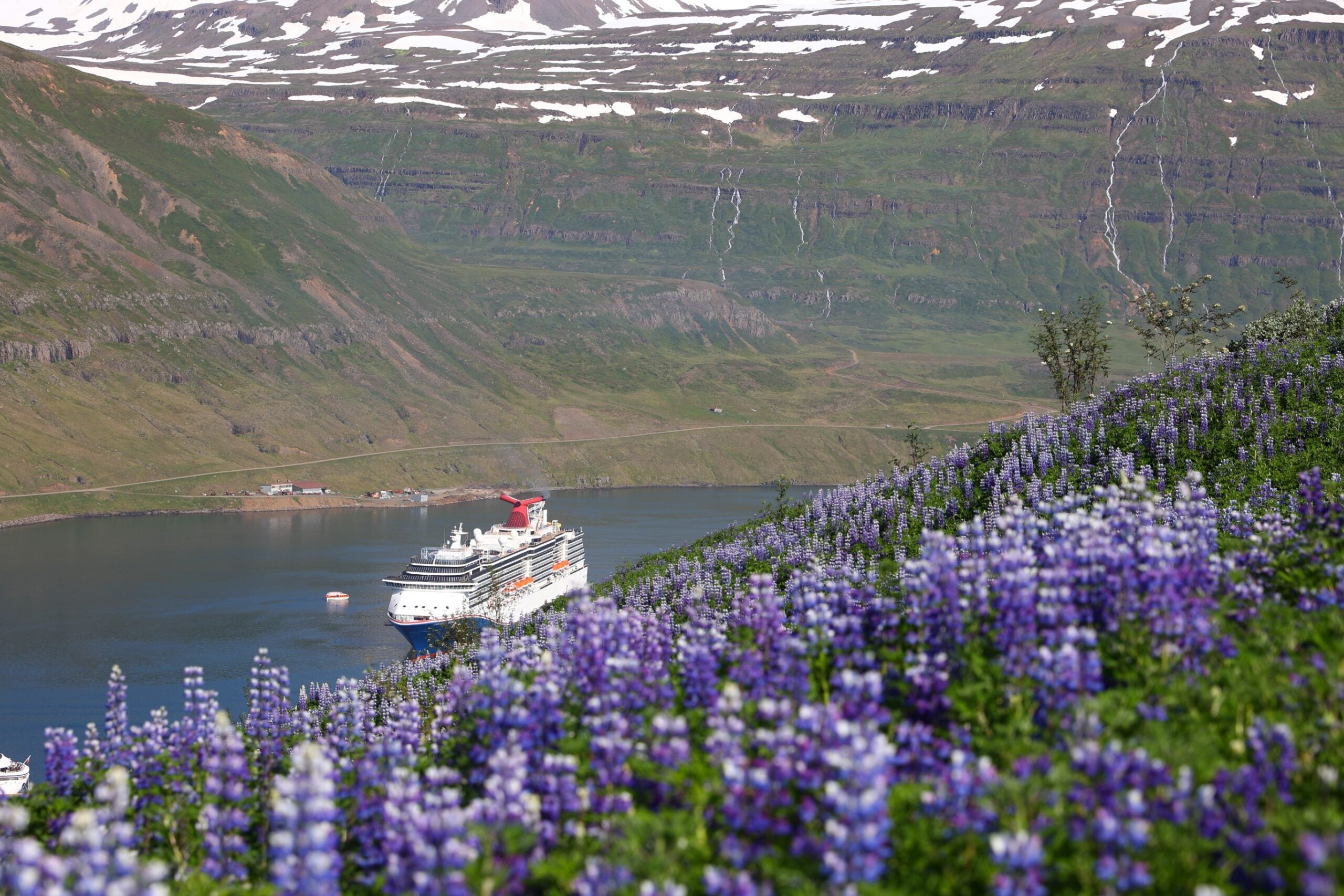 Carnival Legend sails through Seydisfjordur, Iceland