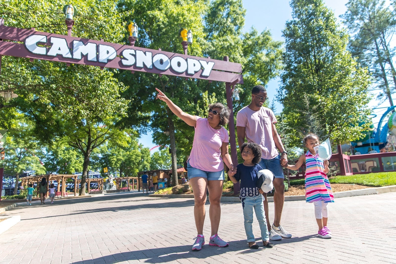 family at amusement park