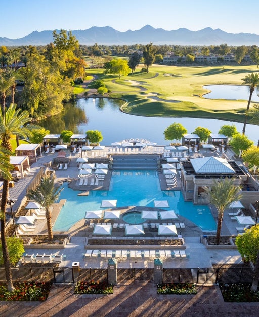 A drone overview of the Grand Hyatt Scottsdale Resort