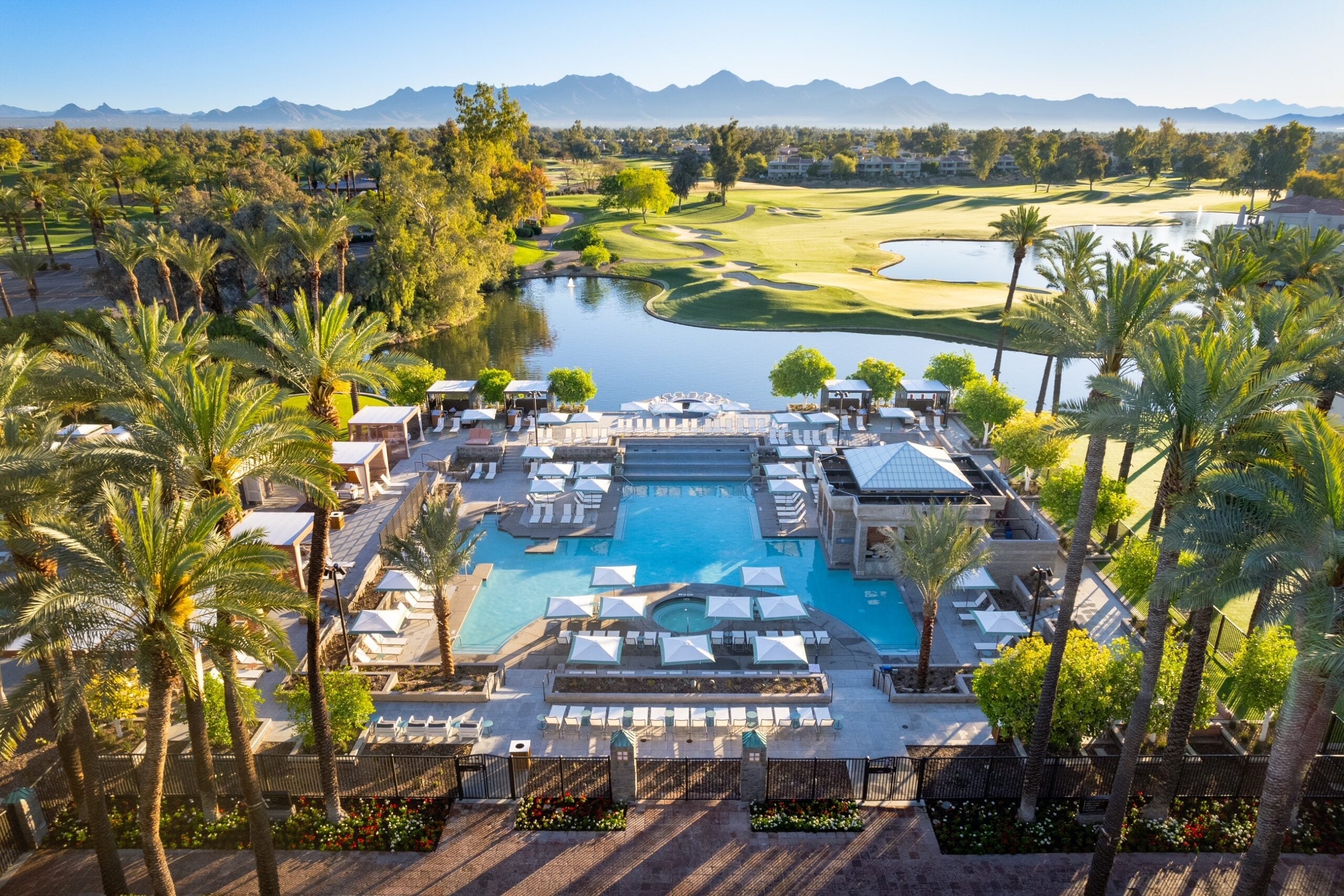 A drone overview of the Grand Hyatt Scottsdale Resort