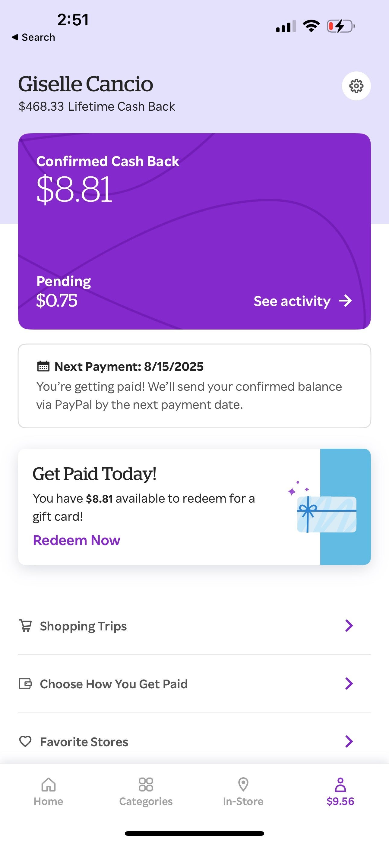 Rakuten early cash out app