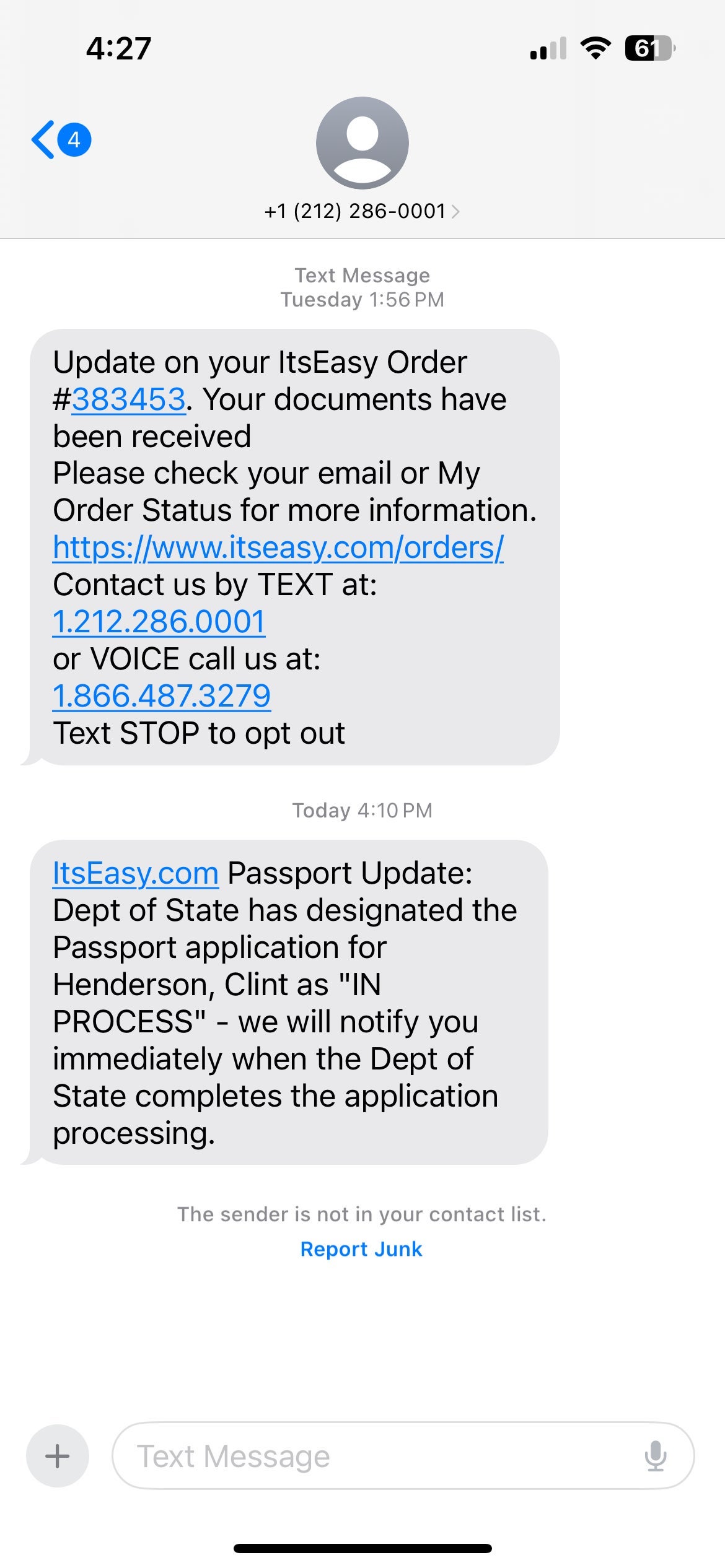 Phone notifications from Itseasy