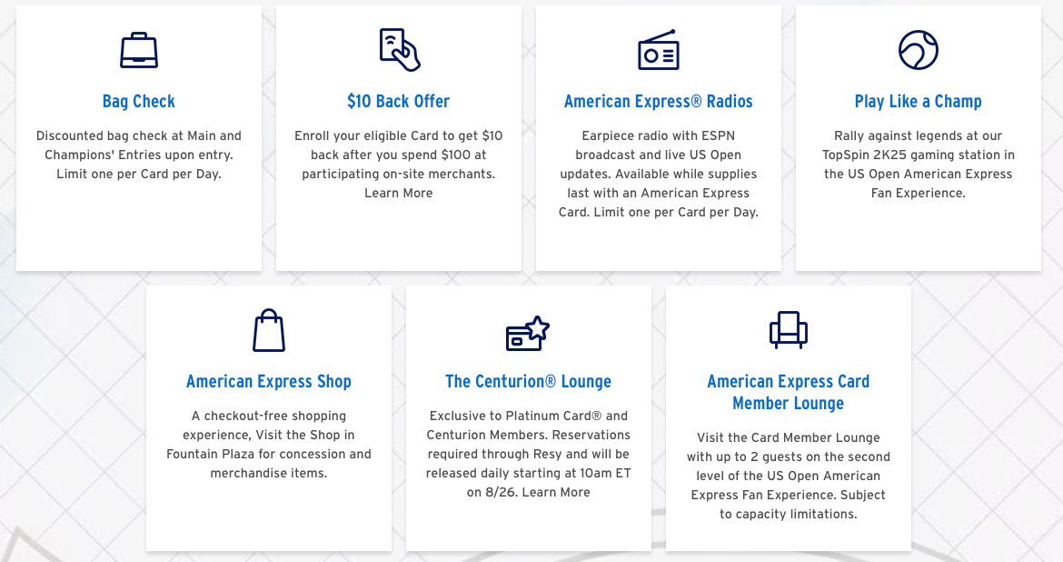 U.S. Open on-site benefits with the Platinum Card by American Express