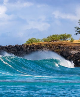 Wave breaking on Kona coast of Hawaii's Big Island
