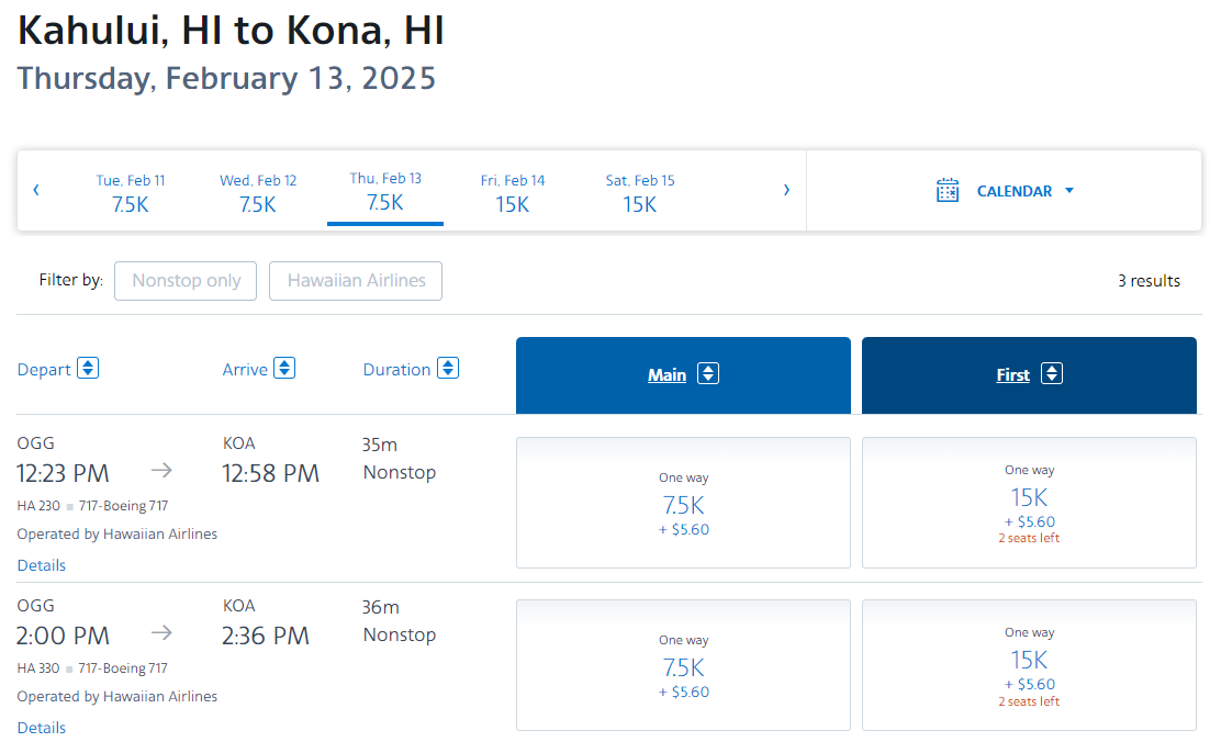 Redeeming American miles for a Hawaiian flight