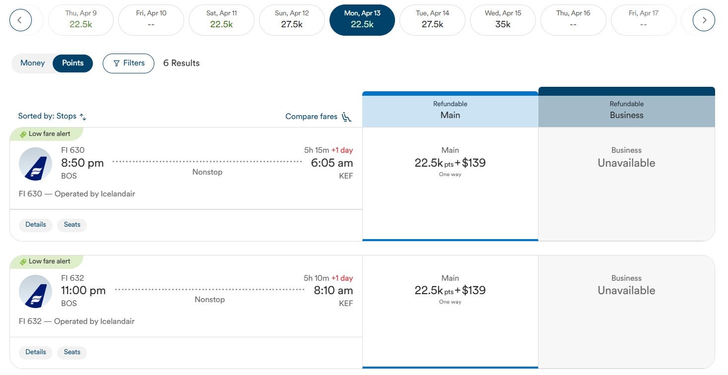 Redeeming Atmos Rewards points for an Icelandair flight