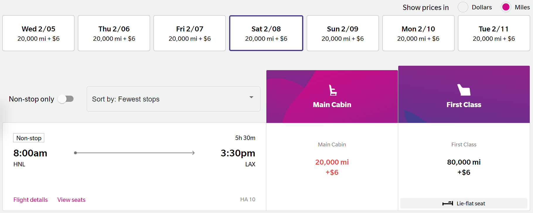 Hawaiian Airlines award flight booking