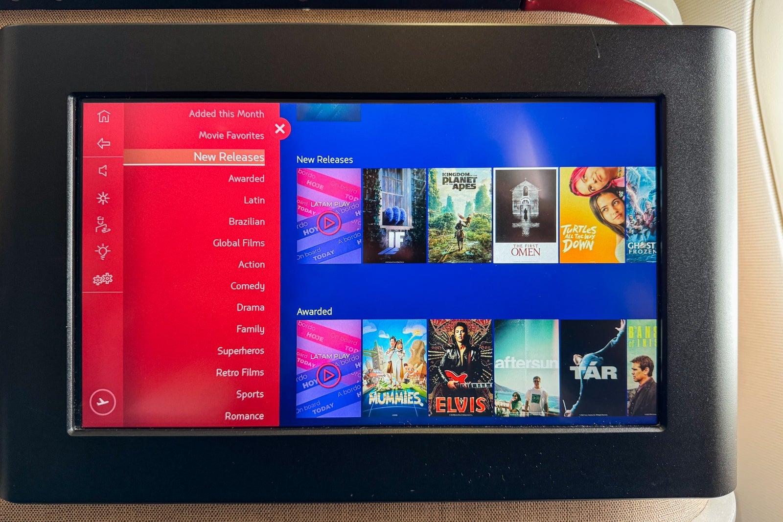 inflight entertainment screen