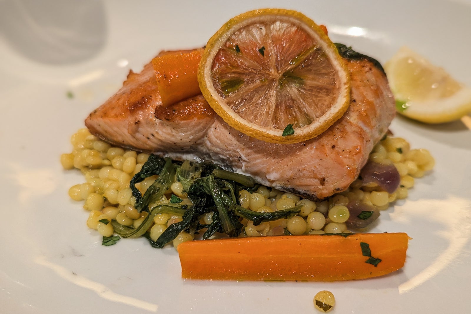 Plate of salmon with couscous