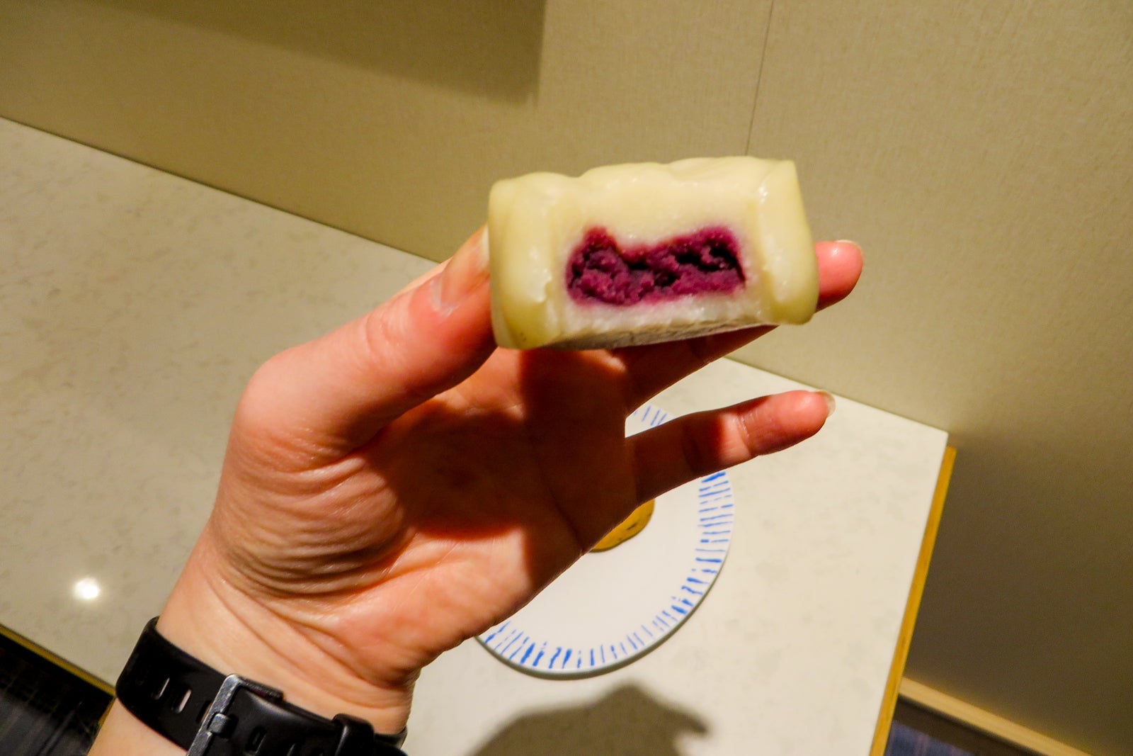 A Chinese purple potato crystal cake
