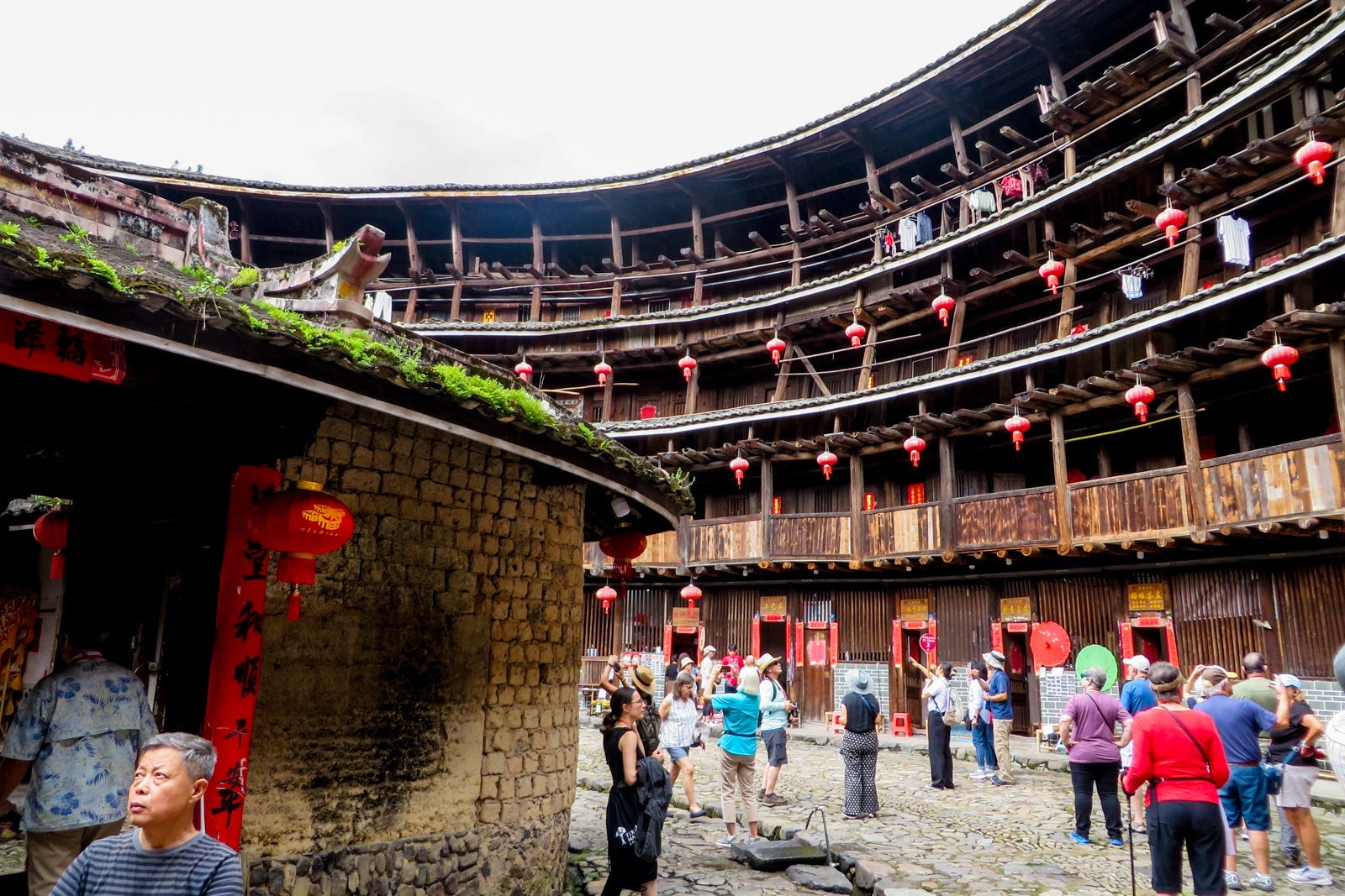 The inside of an ancient tulou in Nanjing, China