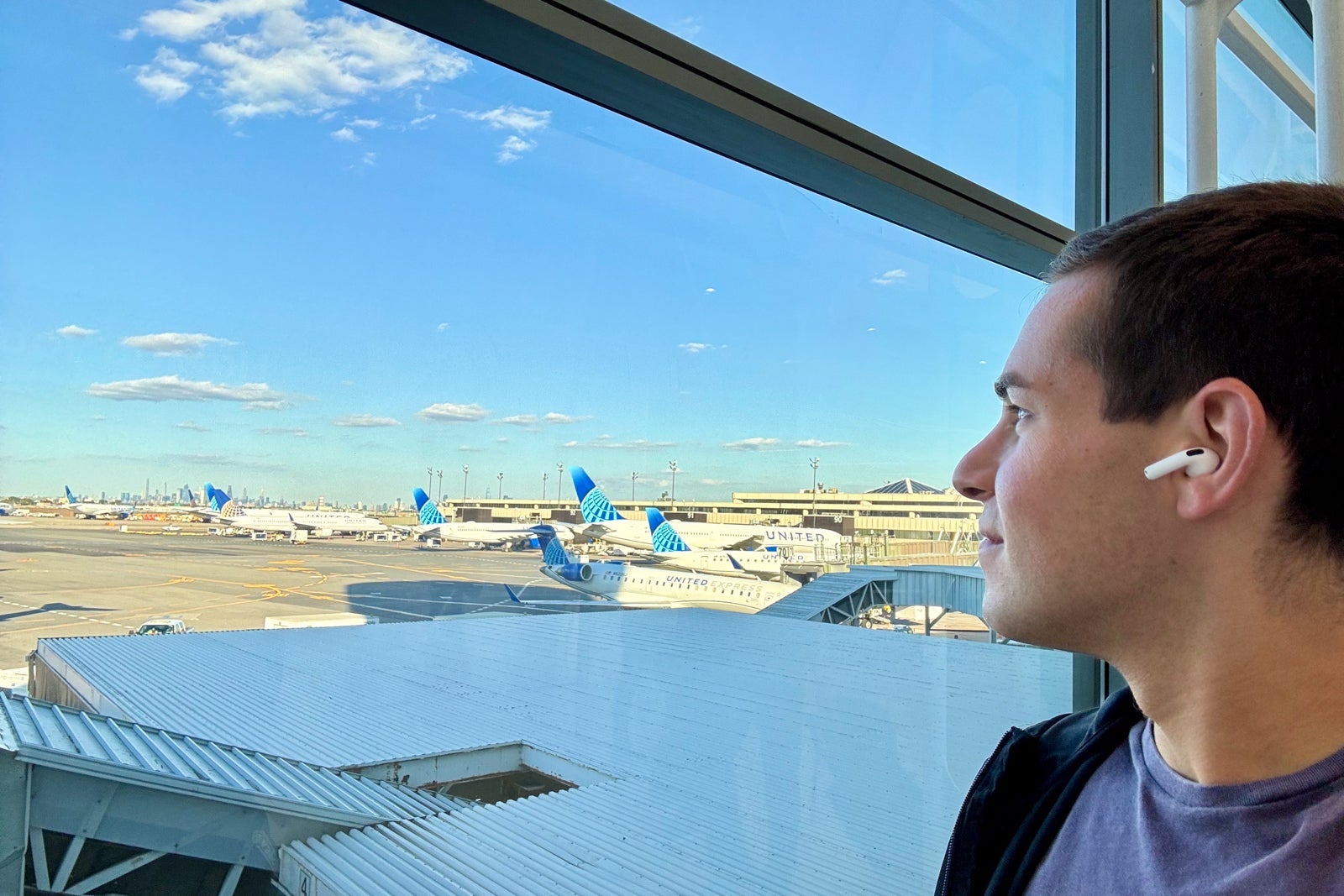 TPG's Zach Griff enjoying views of United planes.