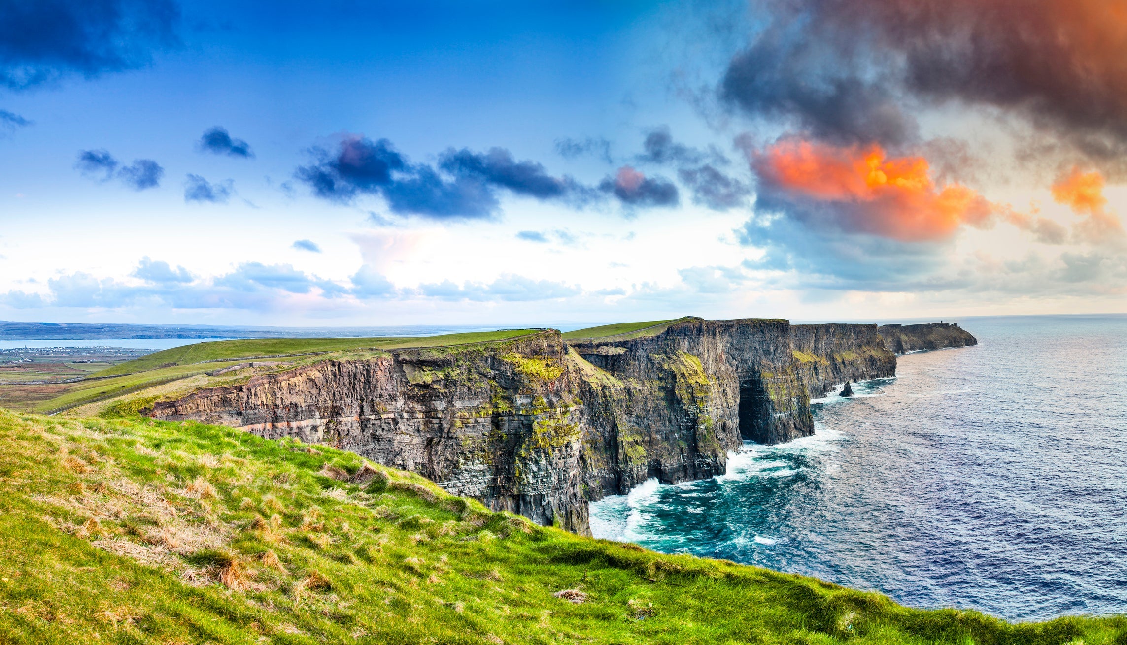 Cliffs of Moher at colourful sunset Co. Clare, Ireland