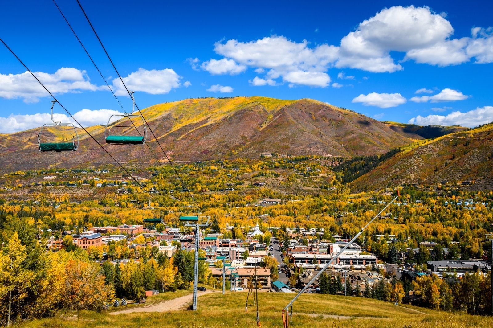 Scenic view of landscape and mountains against sky,Aspen,Colorado,United States,USA