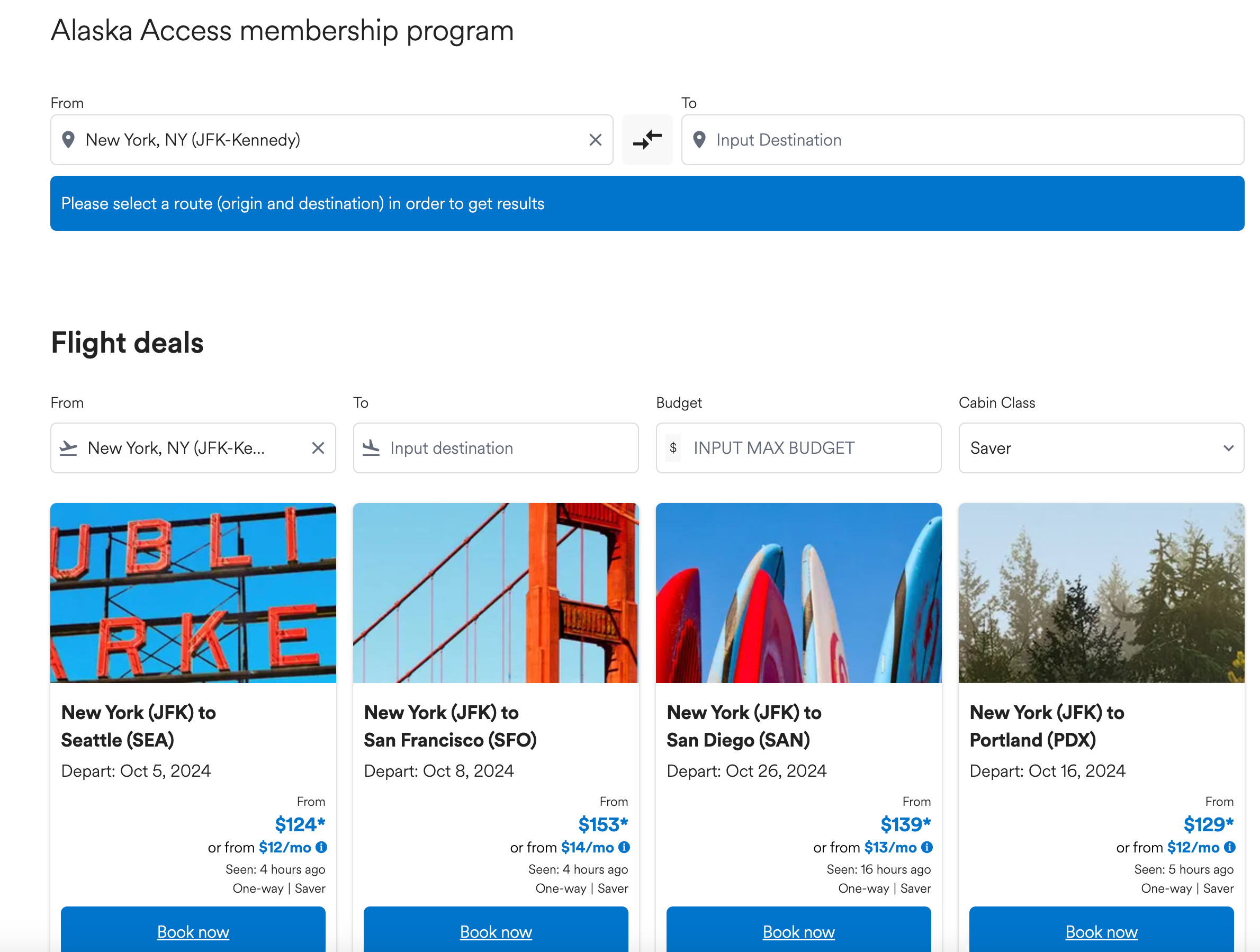 Alaska All Access booking page.