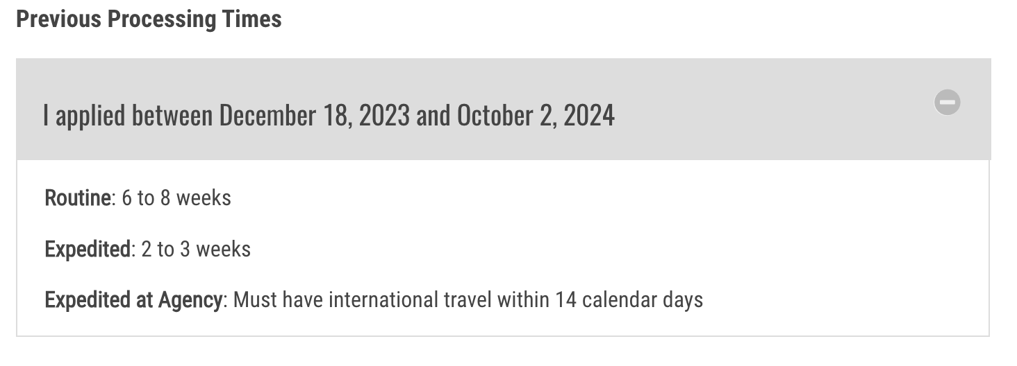 passport processing times