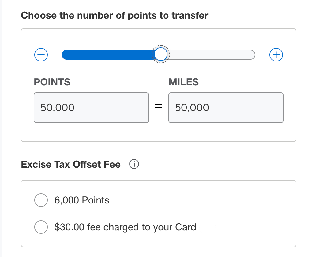 Excise tax fee on american express membership rewards redemption example