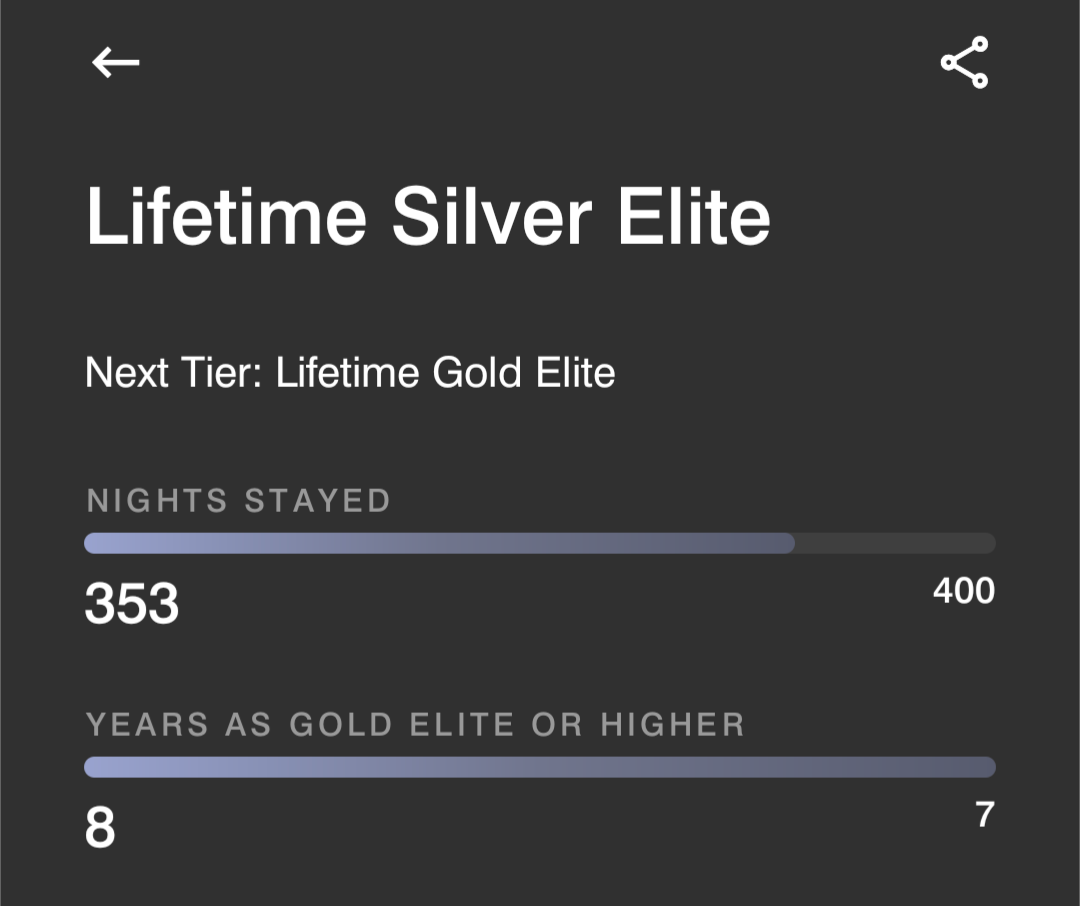 Marriott lifetime status progress