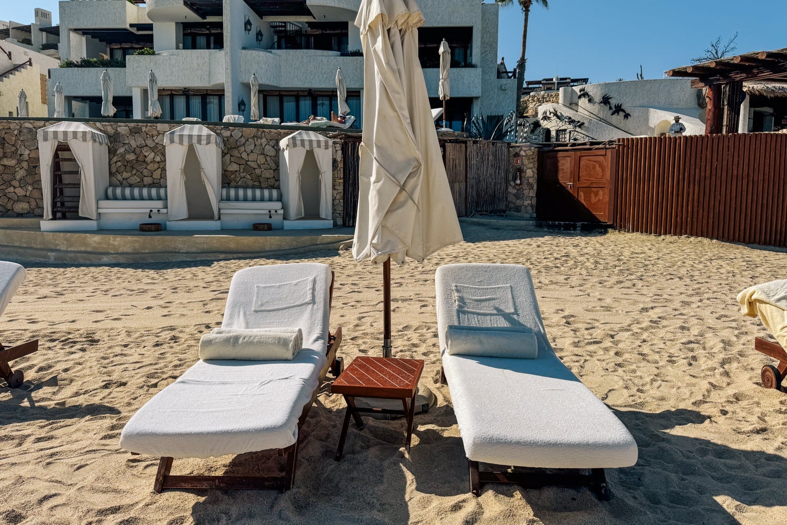 loungers on beach