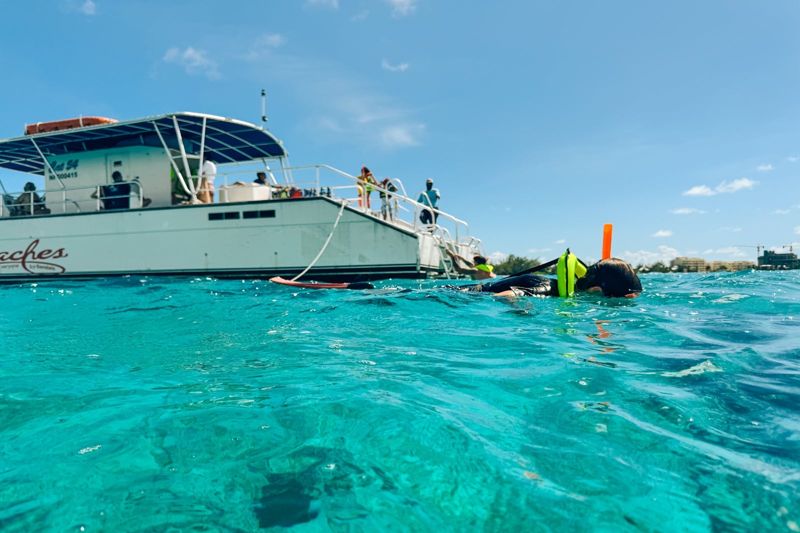 Boy snorkeling in ocean