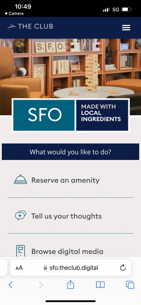 lounge reservation screen