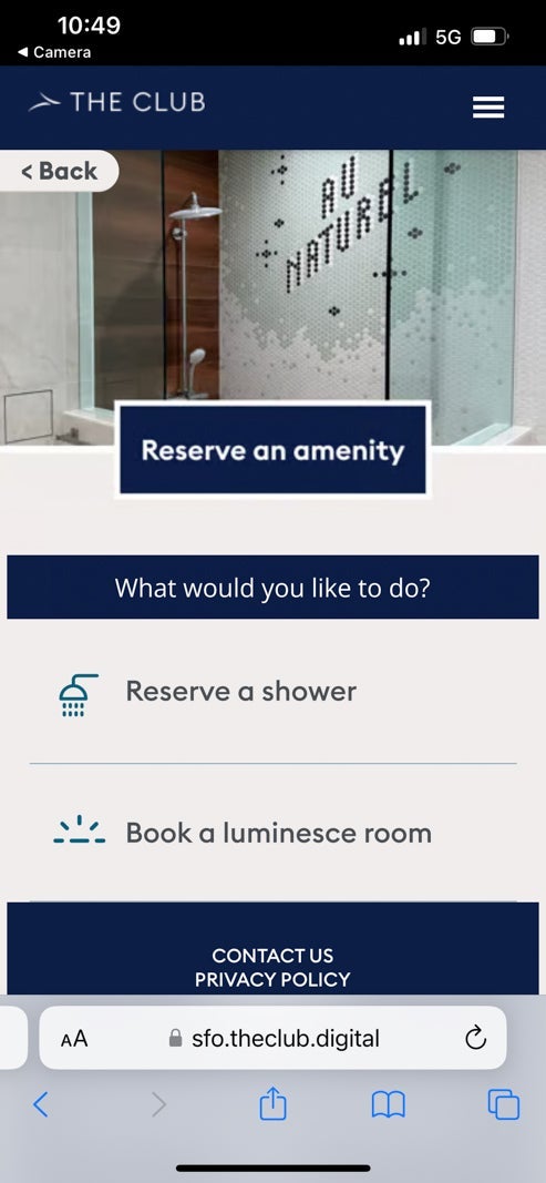 lounge reservation screen