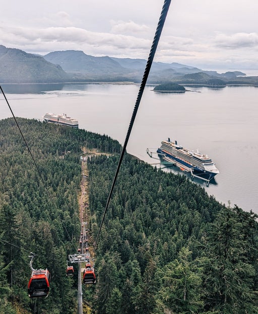 View of Icy Strait Point from a gondola.