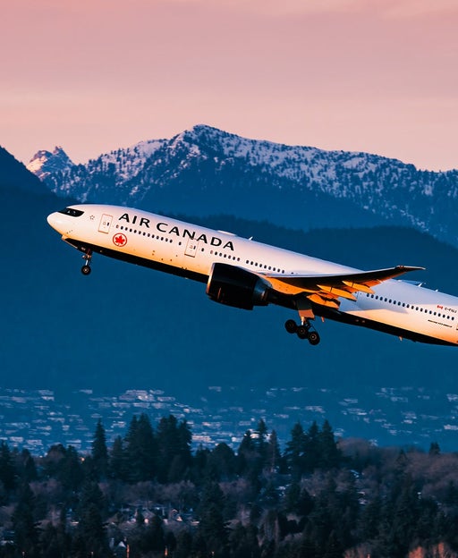 Air Canada Boeing 777 taking off from Vancouver International Airport