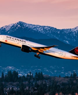 Air Canada Boeing 777 taking off from Vancouver International Airport