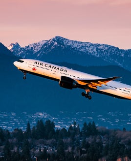 Air Canada Boeing 777 taking off from Vancouver International Airport