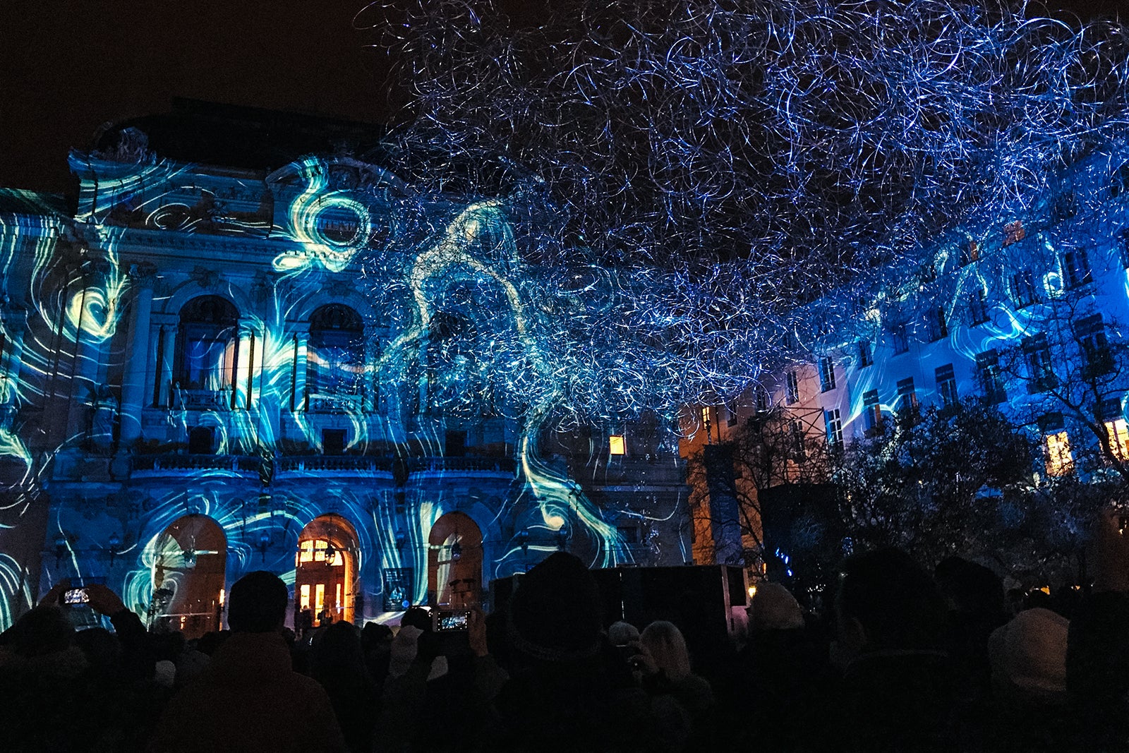 Celestins Theatre view during Fete des Lumieres - Festival of Lights in Lyon France