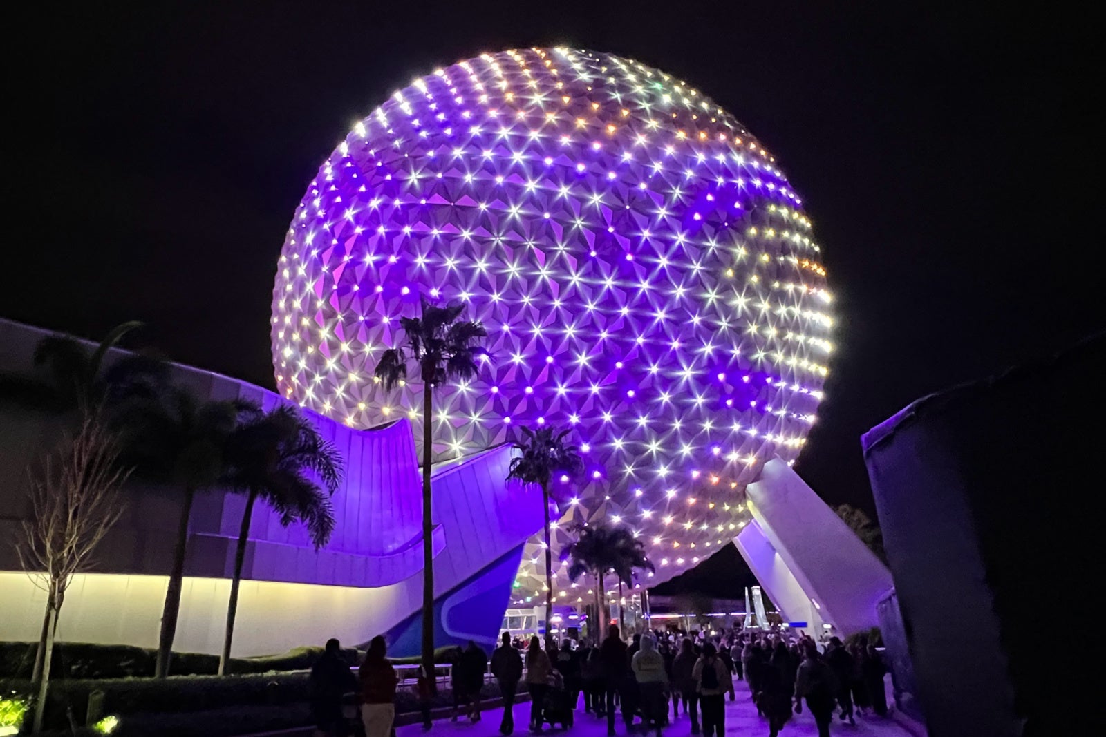 Disney World Epcot Spaceship Earth at Night