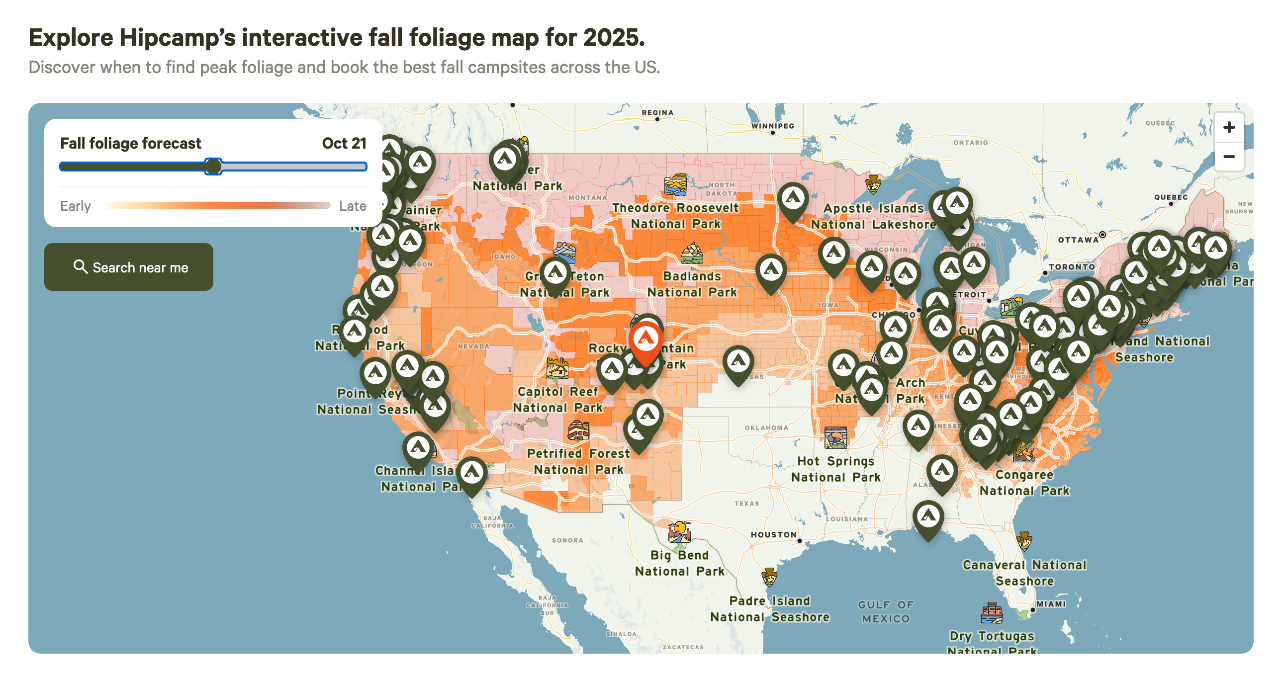 Here's where you can see fall foliage across the US in 2025 Hipcamp fall foliage map 10:21