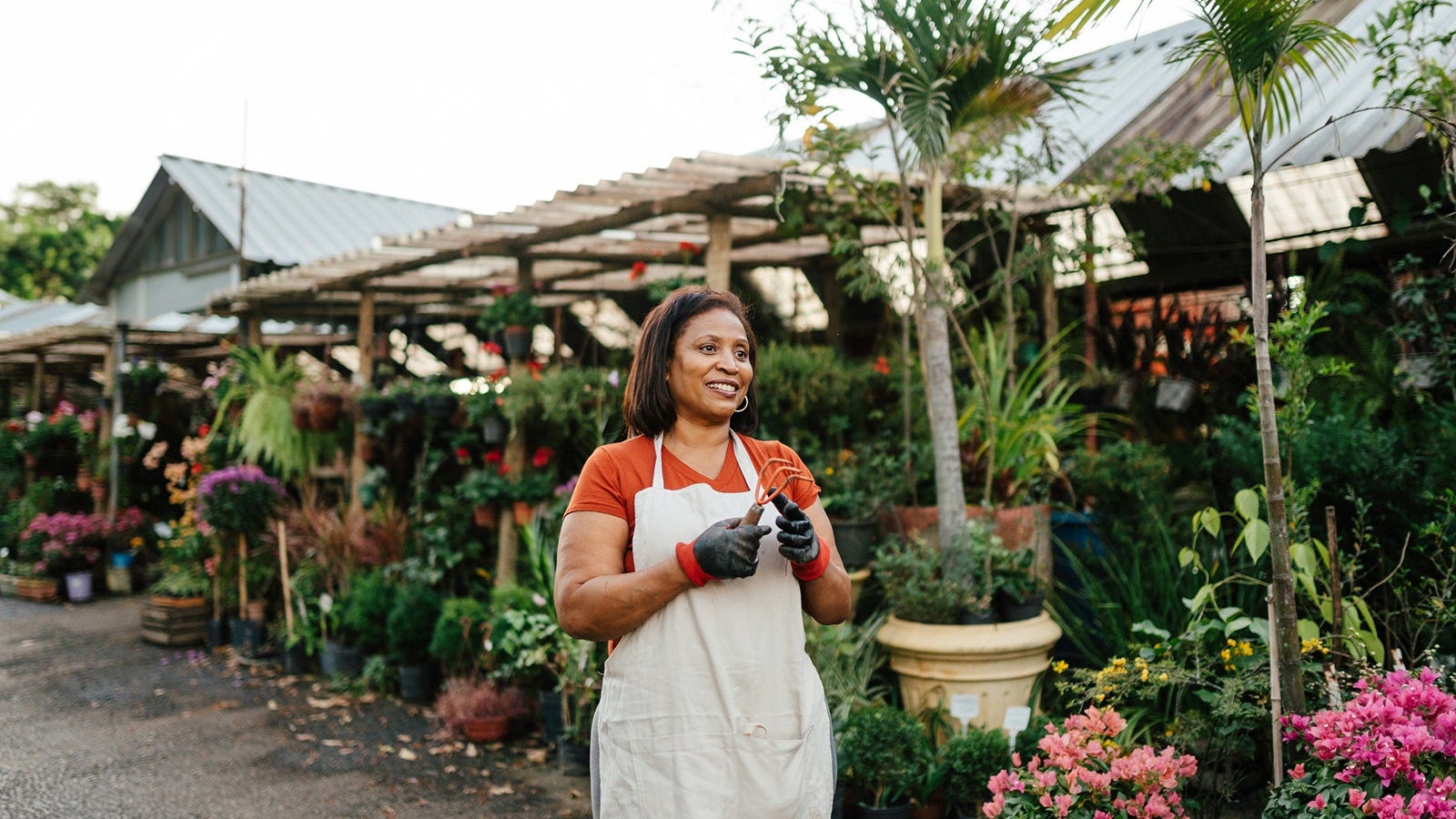 Proud woman in ornamental plant business