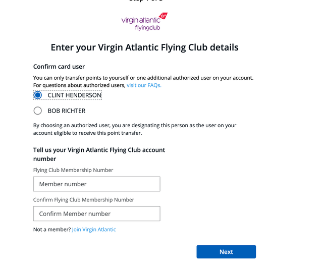 Virgin Atlantic transfer bonus. CHASE