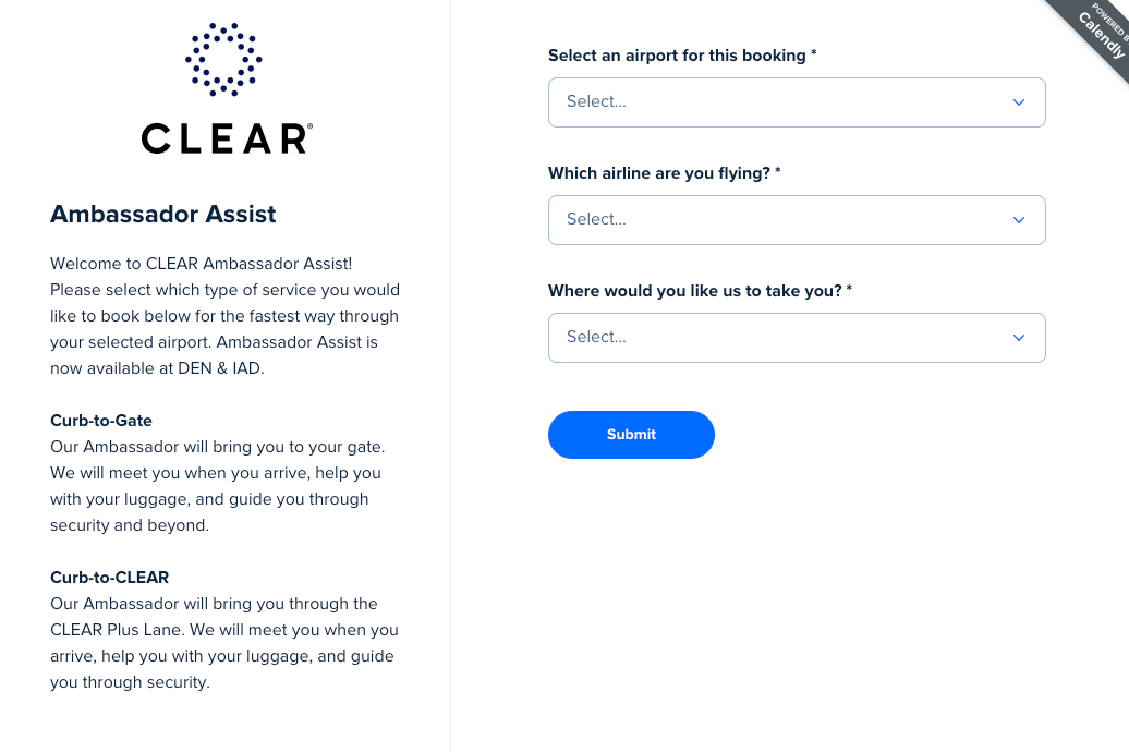 Screenshot of Clear Ambassador Assist programs
