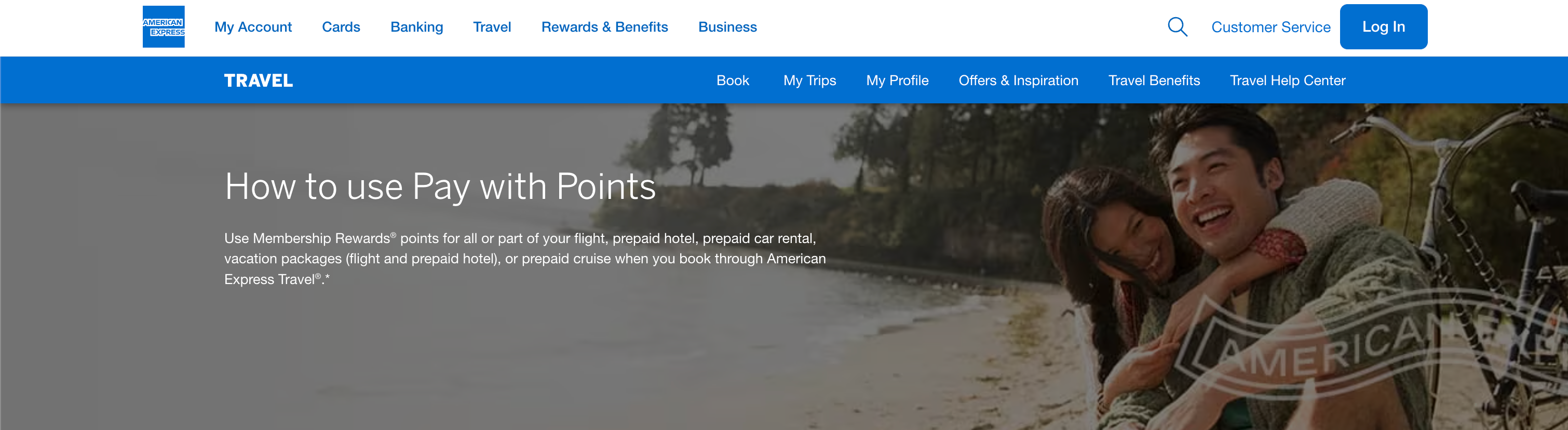 screenshot of Amex Pay with Points landing page