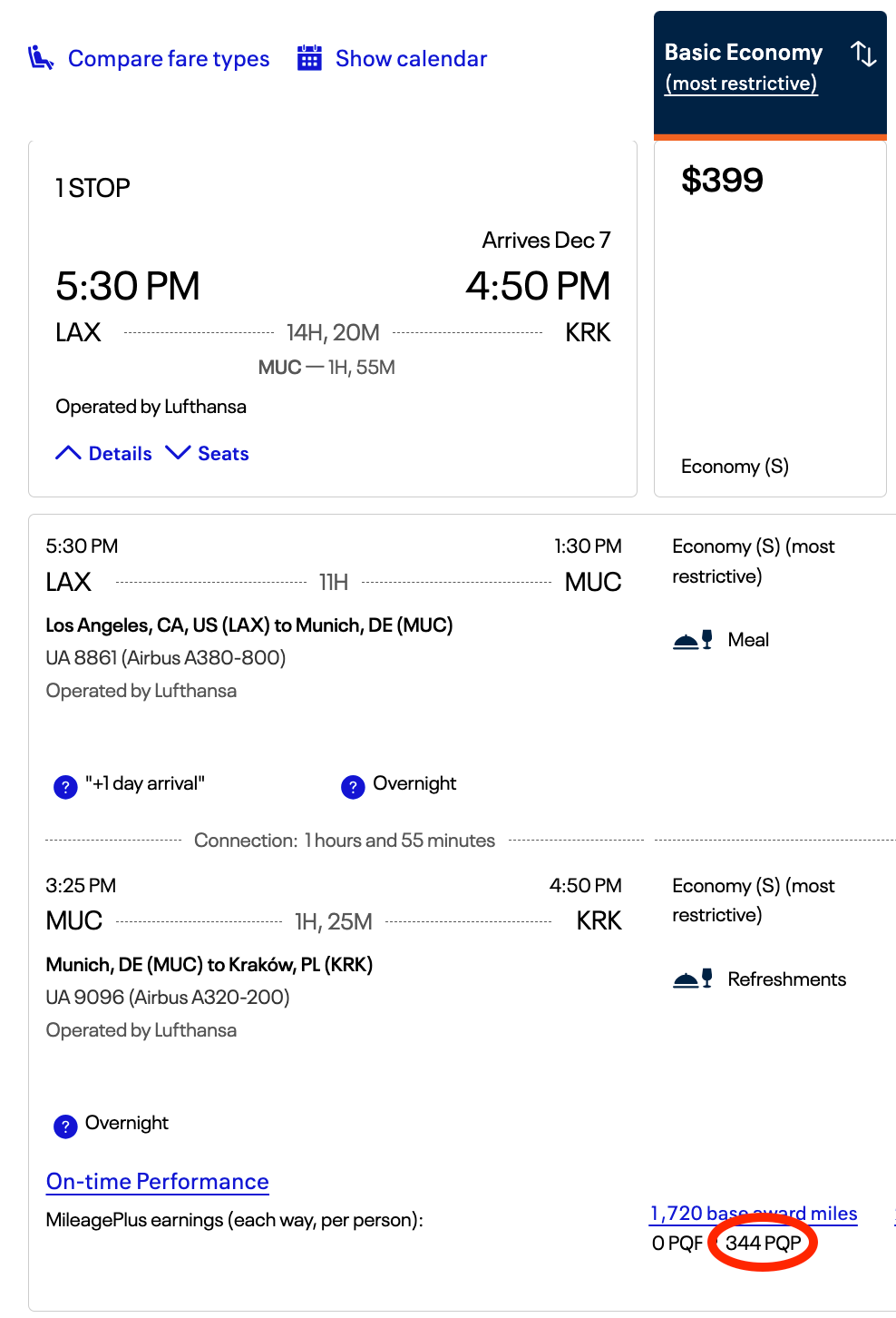 United LAX-KRK economy