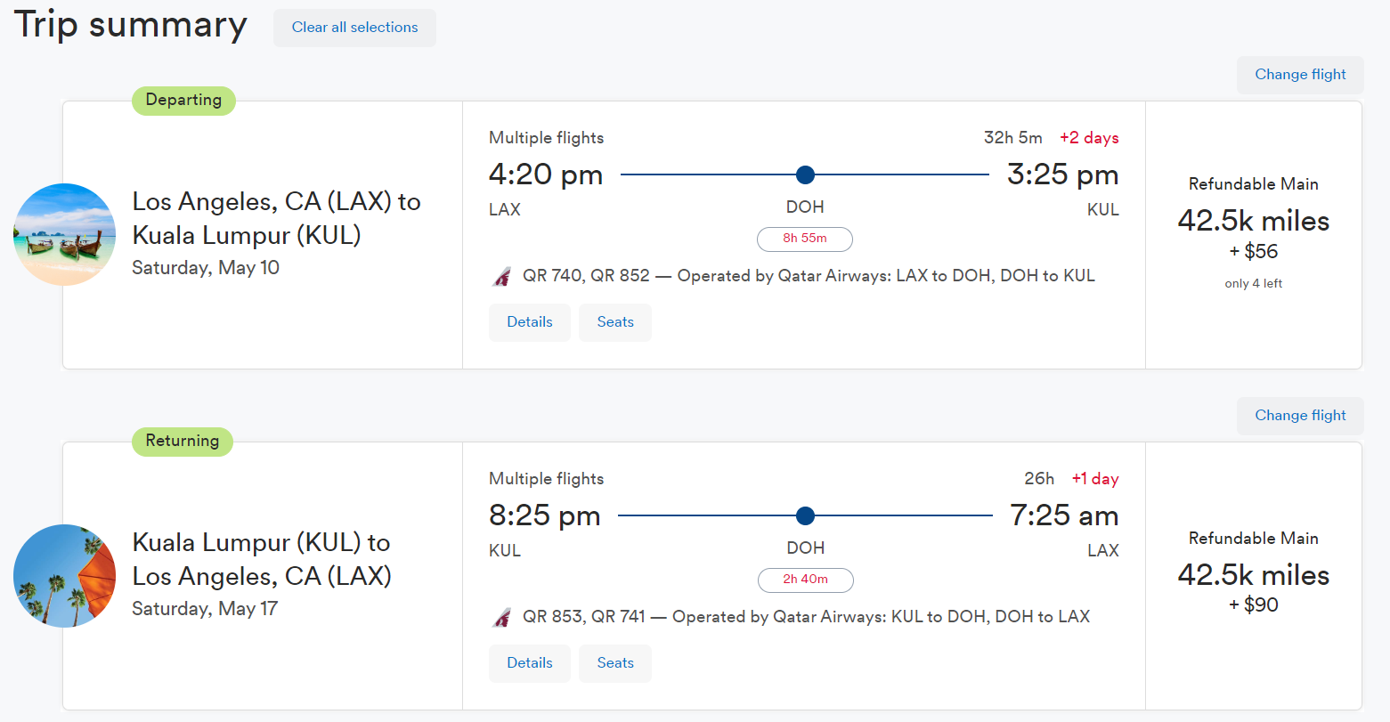 Redeeming Alaska miles for a Qatar flight