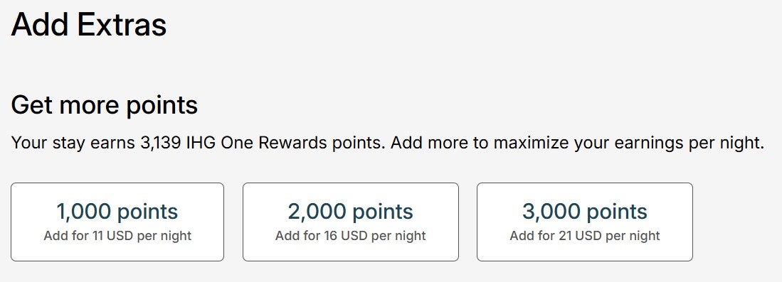 Adding points to a paid IHG stay