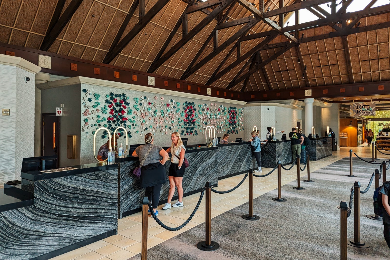 front desk in hotel lobby