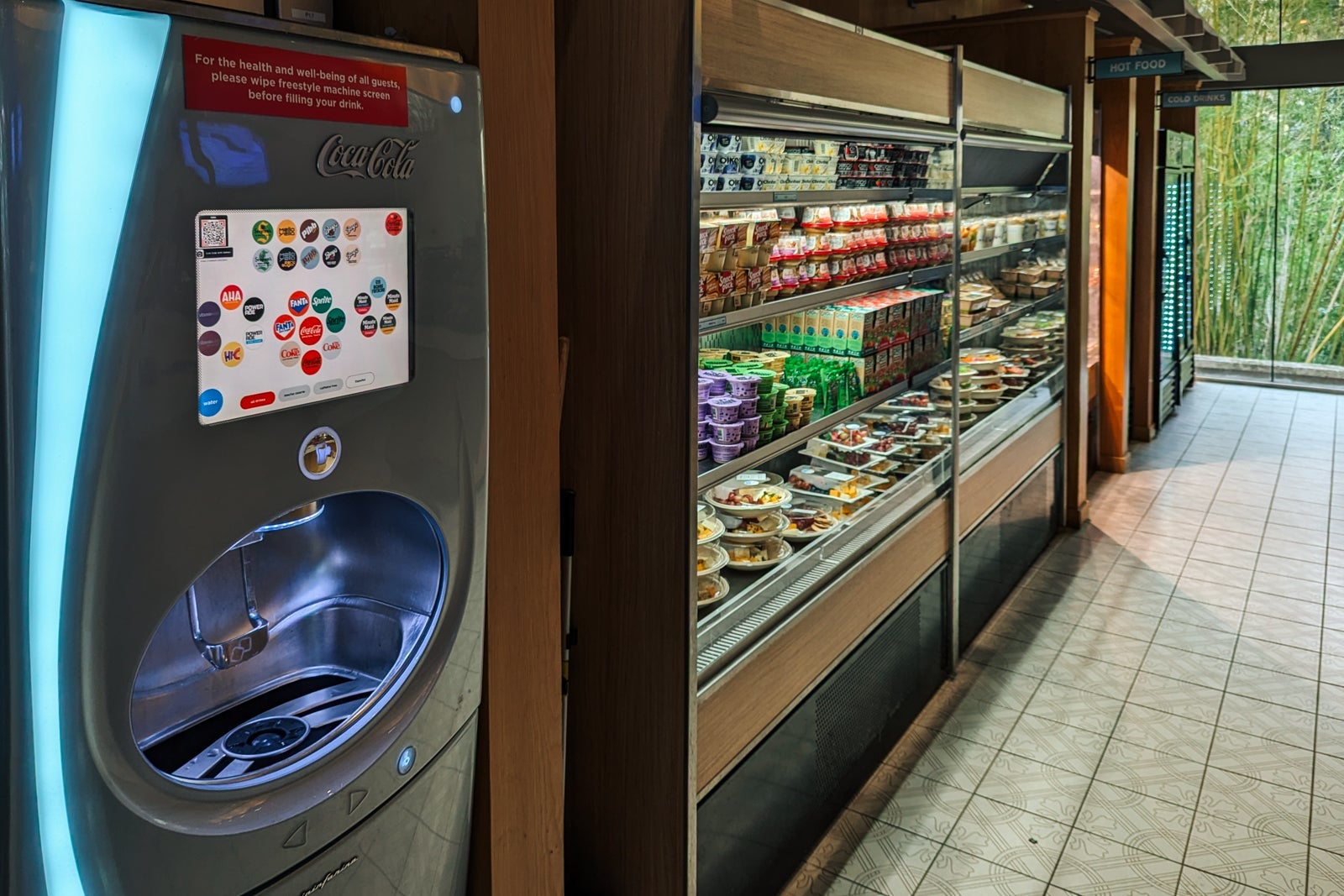 Coke machine and prepackaged food