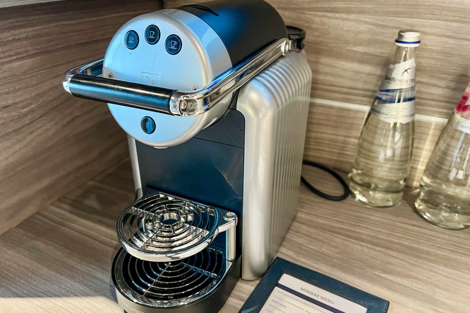 A coffee maker in a Yacht Club Deluxe Suite